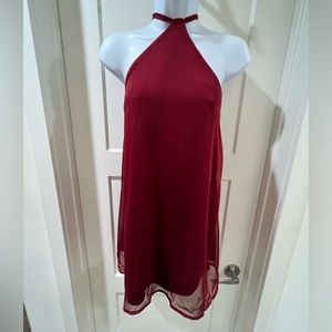 Hi-neck backless mini dress